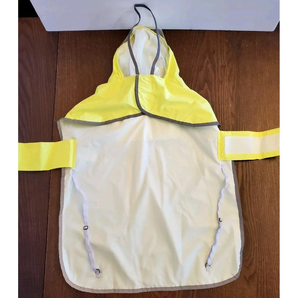 SlowTon Dog Raincoat Adjustable Rain Jacket XL Clear Hooded w/ Reflective Strip